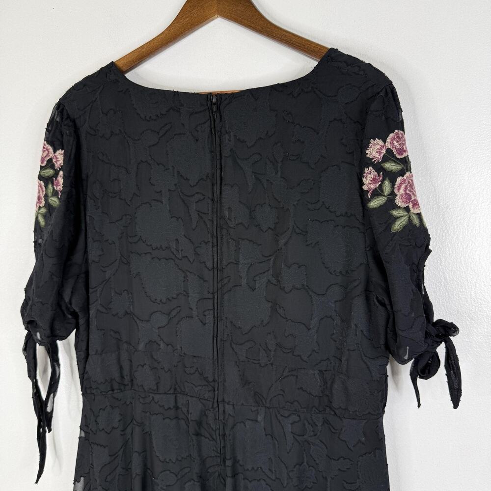 Torrid Runway Dress Floral Embroidered Romantic Goth 14 Black Maxi Womens - Picture 6 of 8